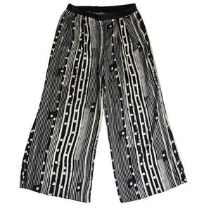 Anthropologie Elevenses Black & White Ines Striped Spot Wide Leg Pants Size M
